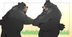 anthro black_body black_fur black_nose duo eyes_closed fur humanoid_hands kemono male overweight overweight_male inunoshippo bear black_bear mammal moon_bear ursine 2022