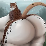 anthro belly big_belly big_breasts big_butt blep breasts brown_body brown_fur butt eyes_closed facial_spots female fur huge_belly huge_breasts huge_butt hyper hyper_belly hyper_breasts hyper_butt markings mouth_closed rear_view red_tongue solo spots spotted_arms spotted_back spotted_face spotted_legs spotted_markings spotted_tail standing tail tail_markings tongue tongue_out vore white_body white_fur roobin roobin_(character) felid mammal 1:1 2025 hi_res