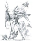 anthro armor axe battle bident breasts bunny_costume cleavage clothed clothing costume cutie_mark dagger fake_ears fake_rabbit_ears female gesture group hand_gesture horn mace melee_weapon pointing polearm simple_background spear unconvincing_armor weapon white_background wings baron_engel friendship_is_magic hasbro my_little_pony mythology princess_luna_(mlp) demon equid equine lagomorph leporid mammal mythological_creature mythological_equine rabbit winged_unicorn graphite_(artwork) hi_res pencil_(artwork) traditional_media_(artwork)