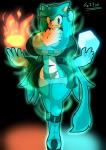 anthro big_breasts big_butt blue_eyes breasts butt clothed clothing elemental_manipulation female fire fire_manipulation fur hair huge_breasts hyper hyper_breasts ice_manipulation long_hair looking_at_viewer simple_background small_waist smile solo teal_body thick_thighs wide_hips ao32686845 sega sonic_the_hedgehog_(series) fan_character domestic_cat felid feline felis mammal mint_(disambiguation) 2019