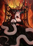 anthro clothing dress fantasy female feral painting queen royalty solo von_carstein medwil felid feline mammal reptile scalie snake hi_res portrait