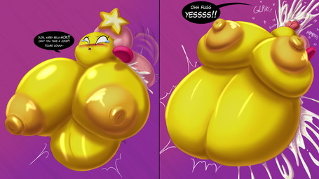 abdominal_bulge ambiguous_penetration areola balls belly belly_inflation big_areola big_balls big_breasts big_nipples blush bodily_fluids breasts brown_areola brown_nipples cum cum_from_mouth cum_in_mouth cum_inflation cum_inside cum_overflow duo excessive_cum excessive_genital_fluids exclamation_point female female_penetrated floating_head_creature genital_fluids genitals huge_balls huge_breasts hyper hyper_balls hyper_breasts hyper_genitalia inflation male male/female male_penetrating male_penetrating_female nipples not_furry open_mouth penetration pink_body rough_sex sex speech_bubble text tongue tongue_out yellow_body blues64 kirbot12 kirby_(series) mario_and_luigi_(series) mario_bros nintendo kirby starlow star_sprite waddling_head absurd_res crossover english_text hi_res