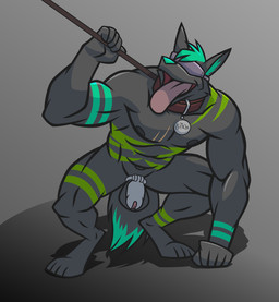 abs anthro balls biceps blindfold chastity_cage chastity_cage_only chastity_device chastity_device_only collar collar_only crouching genitals hair holding_leash holding_object leash leashed_collar male markings metal_chastity_cage muscular muscular_male muscular_sub navel nipples nude open_mouth pecs penis simple_background slave solo submissive submissive_male teal_hair tongue tongue_out training triceps wearing_chastity_cage wearing_chastity_device dilgearwolfang alec_rose canid canine canis mammal wolf 2019