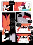 anthro bed dialogue duo female furniture hospital_bed intravenous red_eyes shocked sleeping text ponporio_(artist) nintendo pokemon braixen generation_3_pokemon generation_6_pokemon kirlia pokemon_(species) absurd_res comic english_text hi_res