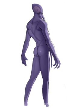 anthro brain butt face_tentacles glowing glowing_eyes looking_at_viewer looking_back male nude organs purple_body purple_eyes rear_view simple_background solo tentacles dreamyemeng baldur's_gate baldur's_gate_3 bioware dungeons_and_dragons electronic_arts hasbro larian_studios wizards_of_the_coast the_emperor_(baldur's_gate) aquatic cephalopod humanoid mind_flayer mollusk absurd_res hi_res