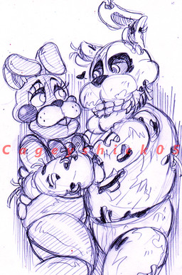 anthro bent_leg black_eyebrows black_nose blue_bow_tie blue_line_art bow_tie buckteeth cheek_spots crossgender duo eye_contact eyebrows eyelashes female female_anthro fingers floppy_ears heart_symbol hug hugging_another hugging_partner larger_anthro larger_male long_ears looking_at_another machine male male_anthro mtf_crossgender no_eyebrows simple_background size_difference smaller_anthro smaller_female teeth text torn_ear whisker_spots white_background wire cageyshick05_(artist) five_nights_at_freddy's five_nights_at_freddy's_2 five_nights_at_freddy's_3 scottgames springtrap_(fnaf) toy_bonnie_(fnaf) animatronic lagomorph leporid mammal rabbit robot 2015 artist_name colored_line_art english_description pen_(artwork) sketch traditional_media_(artwork)
