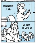 ambiguous_gender anthro bathroom caption cellphone electronics feral group phone sitting_on_toilet text toilet oggythefox canid canine felid mammal comic hi_res sketch