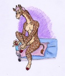 animal_print anthro biped breasts colored_nails countershading female giraffe_print hooves horn nails nipples nude ossicone simple_background sitting solo tail white_background rabbi-tom giraffe giraffid mammal hi_res