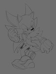 5_fingers anthro bottomless bottomless_anthro bottomless_male clothed clothed_anthro clothed_male clothing fingers footwear gloves handwear male shoes sneakers solo tail ravrous rav_(character) eulipotyphlan hedgehog mammal 2024 greyscale hi_res monochrome sketch