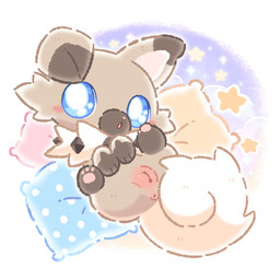anus big_pupils blue_eyes blue_pillow blush blush_lines body_blush cheek_tuft chibi coiled_tail facial_tuft female feral floppy_ears fluffy fluffy_tail genitals humanoid_genitalia humanoid_genitalia_on_feral humanoid_vulva humanoid_vulva_on_feral lying neck_tuft on_back open_mouth pawpads pillow pink_inner_ear pink_nose pink_pawpads pink_pillow plump_labia presenting presenting_vulva pupils snout solo sparkles star tail tuft vulva vulva_blush white_tail yellow_pillow waruwaru0205 nintendo pokemon canid canine generation_7_pokemon mammal pokemon_(species) rockruff 1:1 2026 colored digital_drawing_(artwork) digital_media_(artwork) hi_res