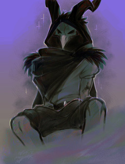 arms_at_sides belt black_body black_feathers black_horn bone bone_mask bottomwear bulge clothed clothed_male clothing cracked_mask detailed_bulge erection erection_under_clothing feathers front_view fully_clothed genital_outline grey_body hood horn looking_at_viewer male mask penis_outline shorts sitting skull skull_mask solo spread_legs spreading monsterpushe ufir avian bird corvid corvus_(genus) demon humanoid oscine passerine raven 2026 colored colored_sketch digital_media_(artwork) hi_res sketch