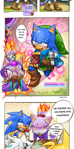 anthro armor blush bodily_fluids clothing cosplay crying_laughing dice digit_ring embarrassed fantasy female fire flaming_hair flower flower_in_mouth forest group hand_on_face hat headgear headwear heart_symbol hero humor hysterical_laughter jewelry kneeling laugh male male/female marriage_proposal meme_pose plant princess pseudo_hair ring rose_(flower) rose_in_mouth royalty scarf shirt simple_background smile speech_bubble tears text topwear tree tunic wedding_ring sorendraws down_boy_(meme) dungeons_and_dragons hasbro nintendo sega sonic_forces sonic_the_hedgehog_(series) the_legend_of_zelda wizards_of_the_coast blaze_the_cat link miles_prower silver_the_hedgehog sonic_the_hedgehog canid canine domestic_cat eulipotyphlan felid feline felis fox hedgehog mammal absurd_res comic english_text hi_res meme