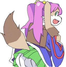 anthro backpack clothed clothing countershading dog_tail dress female green_eyes hair jacket kemono panties pink_hair smile solo teeth tongue topwear underwear hamada_(artist) cyberconnect2 little_tail_bronx mamoru-kun_(series) matoi-chan_(mamoru-kun) canid canine caninu canis domestic_dog mammal 2012