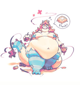 3_toes 4_fingers anthro bar_emanata belly belly_overhang beverage beverage_can big_belly big_breasts biped black_emanata blue_clothing blue_legwear blue_magic blue_stockings bodily_fluids bottomless bottomless_anthro bottomless_female bracelet breasts burger clothed clothing dipstick_ears ear_markings emanata fast_food fat_neck feet female female_anthro fingers flying_sweatdrops food fused_mouth grease hair holding_beverage holding_burger holding_disposable_cup holding_food holding_object jewelry leg_markings legwear long_hair long_tail magic markings mid_transformation mostly_nude mostly_nude_anthro mostly_nude_female multicolored_ears navel non-mammal_breasts non-mammal_navel obese obese_anthro obese_female orange_hair overweight overweight_anthro overweight_female patch_(fabric) pattern_clothing pattern_legwear pattern_stockings plushie plushie_transformation princess purple_star question_mark royalty seam_(sewing) simple_background socks_(marking) solo standing star star_accessory star_tipped_tail stockings striped_clothing striped_legs striped_legwear striped_markings striped_stockings striped_tail stripes sweat sweatdrop tail tail_markings tan_body tan_ears tan_tail text thick_tail thick_thighs toes topless topless_anthro topless_female transformation_through_magic weight_gain white_background wide_hipped_anthro wide_hipped_female wide_hips miluinaoxie mythology wcdonald's animate_inanimate dragon living_plushie mythological_creature mythological_scalie scalie 2022 colored colored_sketch digital_media_(artwork) digital_painting_(artwork) english_description english_text hi_res painting_(artwork) shaded sketch