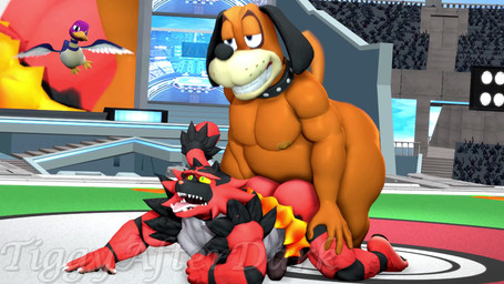 anal anal_penetration anthro anus arms_around_neck balls balls_deep balls_touching belly big_belly big_butt bodily_fluids brown_body brown_fur bubble_butt butt butt_size_difference collar cum cum_in_ass cum_inside cum_spurt defeated doggystyle duo eyes_closed feet feral from_behind_position fur gameplay_mechanics genital_fluids genitals green_eyes hands_on_hips hindpaw humanoid_genitalia humanoid_penis male male/male male_penetrated male_penetrating male_penetrating_male moan multiple_angles muscular muscular_anthro muscular_male neck_grab nipples nude orgasm overweight overweight/muscular overweight_anthro overweight_male paws penetration penis perineum public public_sex rear_view red_body red_fur sex side_view smile smug_face stadium striped_body striped_fur stripes tail thick_thighs throbbing throbbing_balls tongue tongue_out vein veiny_muscles tigura kabalmystic_(modeler) okamical_(modeler) duck_hunt nintendo pokemon super_smash_bros. super_smash_bros._ultimate audie duck_hunt_dog duck_hunt_duck anatid anseriform avian bird canid canine canis domestic_dog duck felid generation_7_pokemon incineroar mammal pantherine pokemon_(species) tiger 2026 3d_(artwork) 3d_animation animated digital_media_(artwork) hi_res huge_filesize long_playtime sound source_filmmaker_(artwork) video