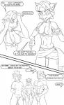 2014 absurd_res anthro arashidrgn breasts bulge canid canine clothed clothing comic dialogue english_text female fox fur genitals group hair hi_res krystal_(star_fox) male mammal mind_control monochrome nintendo nipples open_mouth pussy star_fox text