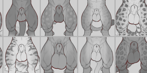 animal_genitalia anthro ball_size_difference balls big_balls big_sheath biped front_view fully_sheathed genital_piercing genitals huge_balls lineup male male_anthro penis penis_piercing piercing sheath solo snowskau guild_wars kai_keenhammer rorik_ironwill sextus_seedbringer vex_powerline charr felid mammal 2025 absurd_res hi_res monochrome multiple_images