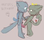 accessory anthro blue_scarf blush bow_ribbon breasts devious dominant dominant_female duo erect_tail erection female finger_on_penis fur genitals green_eyes grey_body grey_fur hair_accessory hair_bow hair_ribbon hand_on_breast humanoid_genitalia humanoid_penis male male/female penis poker_face ribbons scarf scissors tail teasing young anonymous_artist bittersweet_candy_bowl haley_(bcb) mike_(bcb) domestic_cat felid feline felis mammal brother_(lore) brother_and_sister_(lore) incest_(lore) sibling_(lore) sister_(lore)