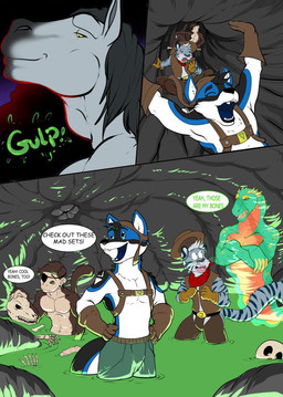 after_vore anthro black_text blue_body blue_fur bodily_fluids bone brown_body brown_fur cowboy_outfit death dialogue eye_patch eyewear fatal_vore fur green_body green_stomach_acid green_text group gulp_(sound_effect) holding_skull holidays ignorant inside_stomach macro male male/male male_pred male_prey multiple_prey night oral_vore outside skeleton standing standing_in_acid stomach_acid swallowing text tricked vore white_body white_fur pandottermon celtic_mythology european_mythology halloween mythology canid canine canis dragon equid equine felid ghost haplorhine kelpie mammal monkey mythological_creature mythological_equine mythological_scalie pantherine primate scalie spirit tiger wolf colored comic english_text hi_res