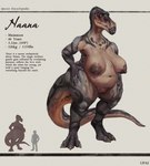 anthro areola belly big_breasts breasts female genitals male navel nipples nude pussy scales solo standing text upai haana_(upai) dinosaur hadrosaurid maiasaura ornithischian ornithopod prehistoric_species reptile scalie digital_media_(artwork) english_text full-length_portrait hi_res portrait