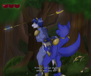 4_toes ambiguous_penetration anthro black_nose blue_body blue_fur blue_hair bottomless bottomwear claws clothed clothing clothing_on_ground collar detailed_background dipstick_tail duo feet female female_penetrated forced forest from_behind_position fur gameplay_mechanics green_eyes gui hair health_bar krystal's_staff logo loincloth male male/female male_penetrating male_penetrating_female markings open_mouth penetration plant plantigrade rape sex shoulder_pads tail tail_markings tattoo toe_claws toes topless tree tribal tribal_clothing tribal_tattoo white_body white_fur white_tail_tip conditional_dnp grinn3r nintendo star_fox krystal_(star_fox) canid canine fox mammal 2019 artist_logo digital_media_(artwork) shaded