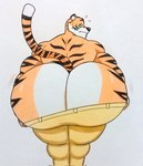 anthro big_butt big_muscles black_stripes bodily_fluids bottomwear butt clothing fur green_eyes huge_butt looking_back male motion_lines muscular muscular_anthro muscular_male orange_body orange_fur pants rear_view solo stripes sweat sweatdrop thick_thighs tight_bottomwear tight_clothing tight_pants white_body white_fur wide_hips yellow_bottomwear yellow_clothing yellow_pants cnb2804 lucky_(cnb2804) felid mammal pantherine tiger hi_res