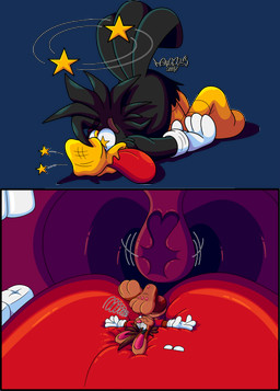 2_toes 3_toes 4_fingers anthro big_feet big_tongue cartoon_gloves dazed dizzy dizzy_eyes duo feet fingers inside_mouth male male/male mawplay pawpads paws red_tongue slapstick slapstick_humor soft_vore toes tongue tongue_out toony toony_moment uvula uvula_play vore wobbling marquis2007 roderick_(tamerkoh) zak_(marquis2007) avian bird corvid corvus_(genus) crow lagomorph leporid mammal oscine passerine rabbit absurd_res alpha_channel hi_res