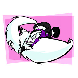 anthro ass_up big_butt big_tail black_bottomwear black_clothing black_pants bottomwear butt clothing ear_piercing female female_anthro fluffy fluffy_tail front_view fur head_tuft hip_sway huge_tail inner_ear_fluff looking_at_viewer lying narrowed_eyes on_front pants piercing purple_clothing purple_eyes purple_topwear shaking_butt solo tail tail_hug teasing topwear tuft white_body white_fur wristband cackling_pumpkins wave_the_fennec_fox canid canine fennec_fox fox mammal true_fox 1:1 2023 2d_animation animated digital_media_(artwork) frame_by_frame loop