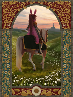 anthro border female knight ornate_border solo warrior boozydwarf lanterne arthropod insect lepidopteran moth absurd_res hi_res painting_(artwork)