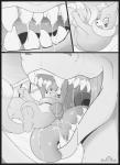 ambiguous_gender bodily_fluids body_in_mouth buizel charizard close-up comic dragon drooling duo fangs feral fur generation_1_pokemon generation_4_pokemon greyscale hi_res imminent_vore macro mammal monochrome mouth_shot mustelid mythological_creature mythological_scalie mythology nintendo open_mouth oral_vore pokemon pokemon_(species) s2-freak saliva scalie size_difference sky tail teeth tongue tongue_out vore