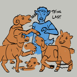 ambiguous_gender blush bottomless bottomwear bottomwear_down clothed clothed_feral clothing feral fur fur_growth group growth hooves horizontal_pupils horn human_to_feral looking_at_another male mid_transformation open_mouth pants pants_down partially_clothed pupils simple_background snout snout_growth species_transformation tail tail_growth text torn_clothing transformation wool_(fur) yafath bovid caprine human mammal sheep 1:1 monochrome