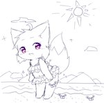 anthro beach clothing female kemono open_mouth open_smile smile solo solo_focus summer sun swimwear deaic arthropod canid canine crab crustacean decapoda fox malacostracan mammal marine 2022 sketch