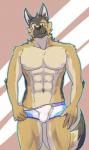 abs amber_eyes anthro biceps black_nose blush brown_fur bulge canine dog fur german_shepherd kemono looking_at_viewer male mammal muscles pecs solo standing sum_kemono tan_fur topless underwear
Rating: Questionable
Score: 7
User: Boku_no_Furfag
Date: April 12, 2014