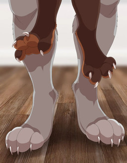 anthro brown_body claws dangling_legs duo grey_body inside leg_cropped_sex lifting_partner male male/male offscreen_sex size_difference suspended_by_penis toe_claws lawkie ch0c0hare bovid canid canine caprine goat hare hybrid lagomorph leporid mammal hi_res