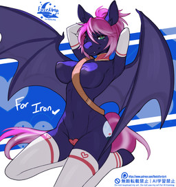 anthro areola biped breasts clothed clothed_anthro clothed_female clothing female front_view hair kneeling looking_at_viewer navel nipples smile solo tail teeth wings fleet-foot bat mammal 2026 digital_drawing_(artwork) digital_media_(artwork) hi_res