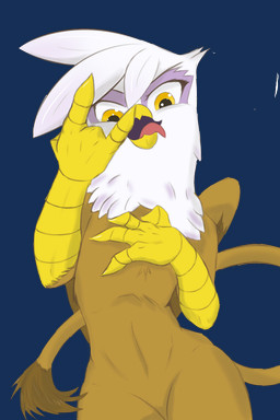 amber_eyes beak brown_body brown_fur brown_tail brown_wings devil_horns_(gesture) feathers female front_view fur gesture hand_gesture hand_on_chest looking_at_viewer open_beak open_mouth solo standing tail tongue white_body white_feathers wings yellow_beak anonymous_artist friendship_is_magic hasbro my_little_pony mythology gilda_(mlp) avian gryphon mythological_avian mythological_creature 2015 alpha_channel digital_media_(artwork)