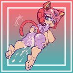 anthro areola armor big_breasts bodily_fluids breasts butt cum feet female genital_fluids headgear helmet nipples short_stack solo stirrup_(marking) toes pizzacat samurai_pizza_cats polly_esther domestic_cat felid feline felis mammal 1:1 absurd_res hi_res