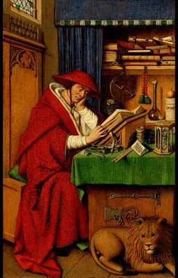 astrolabe blue_curtains book bookshelf cardinal_dress chair closet clothed clothed_human clothing digitigrade duo feral fully_clothed fully_clothed_human furniture gothic_architecture hat headgear headwear hourglass_(object) human_focus inside larger_human lying male male_feral male_human mane mature_human reading reading_book red_clothing red_hat red_headwear religion size_difference smaller_feral solo_focus stained_glass table tan_body whiskers unknown_artist christianity public_domain saint_jerome felid human lion mammal pantherine 1442 15th_century ancient_art english_description formal_art oil_painting_(artwork) painting_(artwork) traditional_media_(artwork) traditional_painting_(artwork)