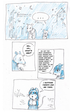 anthro biped clothed clothing dialogue duo female fur hair male male/female simple_background speech_bubble tail text bedupolker mariella_mazatzal rusty_reavis cricetid deer_mouse mammal mouse murid murine rodent comic english_text hi_res trans_(lore) trans_man_(lore)