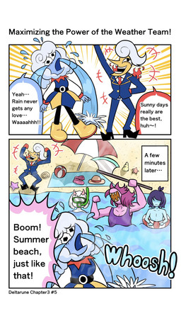 ambiguous_gender anthro axe ball beach beach_ball beach_towel beach_umbrella bodily_fluids clothing cloud crying dialogue diving_mask emanata female group inflatable male mask open_mouth open_smile parasol pool_float sand shell smile speech_bubble swimming swimwear tears text towel water doshishi_manga deltarune undertale_(series) elnina_(deltarune) kris_(deltarune) lanino_(deltarune) ralsei susie_(deltarune) the_original_starwalker air_creature asterozoan bovid caprine dinosaur echinoderm elemental_creature elemental_humanoid goat human humanoid living_cloud mammal marine prehistoric_species reptile scalie sheep starfish comic digital_drawing_(artwork) digital_media_(artwork) english_text hi_res