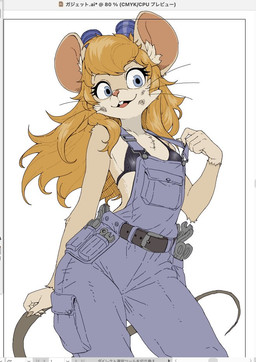 anthro bikini bikini_top breasts clothing eyewear eyewear_on_head female goggles goggles_on_head grease_stains overalls simple_background small_breasts solo swimwear two-piece_swimsuit white_background osada chip_'n_dale_rescue_rangers disney gadget_hackwrench mammal mouse murid murine rodent