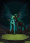 female feral green_eyes hair horn insect_wings long_hair looking_at_viewer pupils slit_pupils solo spread_wings wings eosphorite friendship_is_magic hasbro my_little_pony queen_chrysalis_(mlp) arthropod changeling 2017