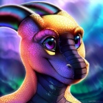 abstract_background anthro happy horn looking_at_viewer male purple_eyes smile solo kuroseishin mythology duo_theus dragon mythological_creature mythological_scalie scalie 1:1 detailed headshot_portrait icon portrait