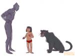 feral frown group hands_on_hips male melanistic navel simple_background tail tail_motion tailwag yellow_eyes young black_panther_(marvel) disney the_jungle_book bagheera_(jungle_book) black_panther_(character) mowgli felid human mammal pantherine animated crossover short_playtime