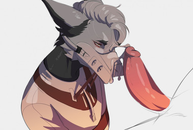 ambiguous_form anthro bdsm black_body black_fur bodily_fluids bondage bound clothed clothing cum cum_on_face duo erection faceless_character faceless_male fur genital_fluids genitals grey_body grey_fur grey_hair hair humanoid_genitalia humanoid_penis male male/male male_anthro muzzle_(object) muzzled narrowed_eyes orange_eyes penis red_penis restraints simple_background solo_focus straitjacket tears cobu sergal