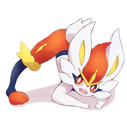 all_fours anthro ass_up bent_over bent_over_with_legs_held_straight biped buckteeth fur jack-o'_pose open_mouth open_smile pose pupils red_body red_eyes red_fur simple_background smile solo solo_anthro standing teeth white_background white_body white_fur white_pupils white_sclera yellow_inner_ear 4rurui nintendo pokemon cinderace generation_8_pokemon pokemon_(species) 2021 hi_res signature