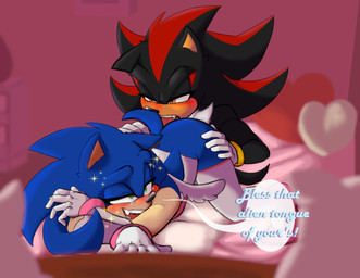 anal anthro armwear ass_up black_body black_fur blue_body blue_fur blush butt clothing dialogue duo elbow_gloves female footwear fur gloves hair half-closed_eyes handwear heart_symbol holidays legwear looking_pleasured male male/female male_rimmed male_rimming male_rimming_male narrowed_eyes open_mouth oral rimming rimming_male sex simple_background smile speech_bubble stockings tail teeth text tongue tongue_out ggs_busyrn sega sonic_the_hedgehog_(series) valentine's_day shadow_the_hedgehog sonic_the_hedgehog eulipotyphlan hedgehog mammal absurd_res digital_media_(artwork) english_text hi_res