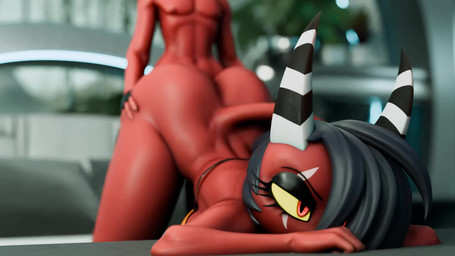 ambiguous_penetration anthro ass_up black_hair bouncing_butt butt female female_penetrated hair horn male male/female male_penetrating male_penetrating_female penetration red_body red_eyes red_skin sex yellow_sclera lewdexpert valorlynz_(modeler) hellaverse helluva_boss moxxie_(helluva_boss) sallie_may_(helluva_boss) demon imp 16:9 3d_(artwork) 3d_animation animated digital_media_(artwork) hi_res no_sound short_playtime video widescreen trans_(lore) trans_woman_(lore)