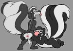 anthro anus balls big_nose big_tail butt duo fluffy fluffy_tail genitals male male/male presenting presenting_anus raised_tail slim spread_butt spreading tail thick_tail tongue skunkbutt_(artist) dexter_(skunkbutt) mammal mephitid skunk