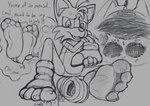 4_toes anthro clothing dialogue feet foot_fetish foot_focus foot_play inshoe inside_clothing inside_shoe insole male micro soles solo text toes trapped_in_clothing trapped_in_shoe pkmgx sega sonic_the_hedgehog_(series) miles_prower canid canine fox mammal english_text sketch